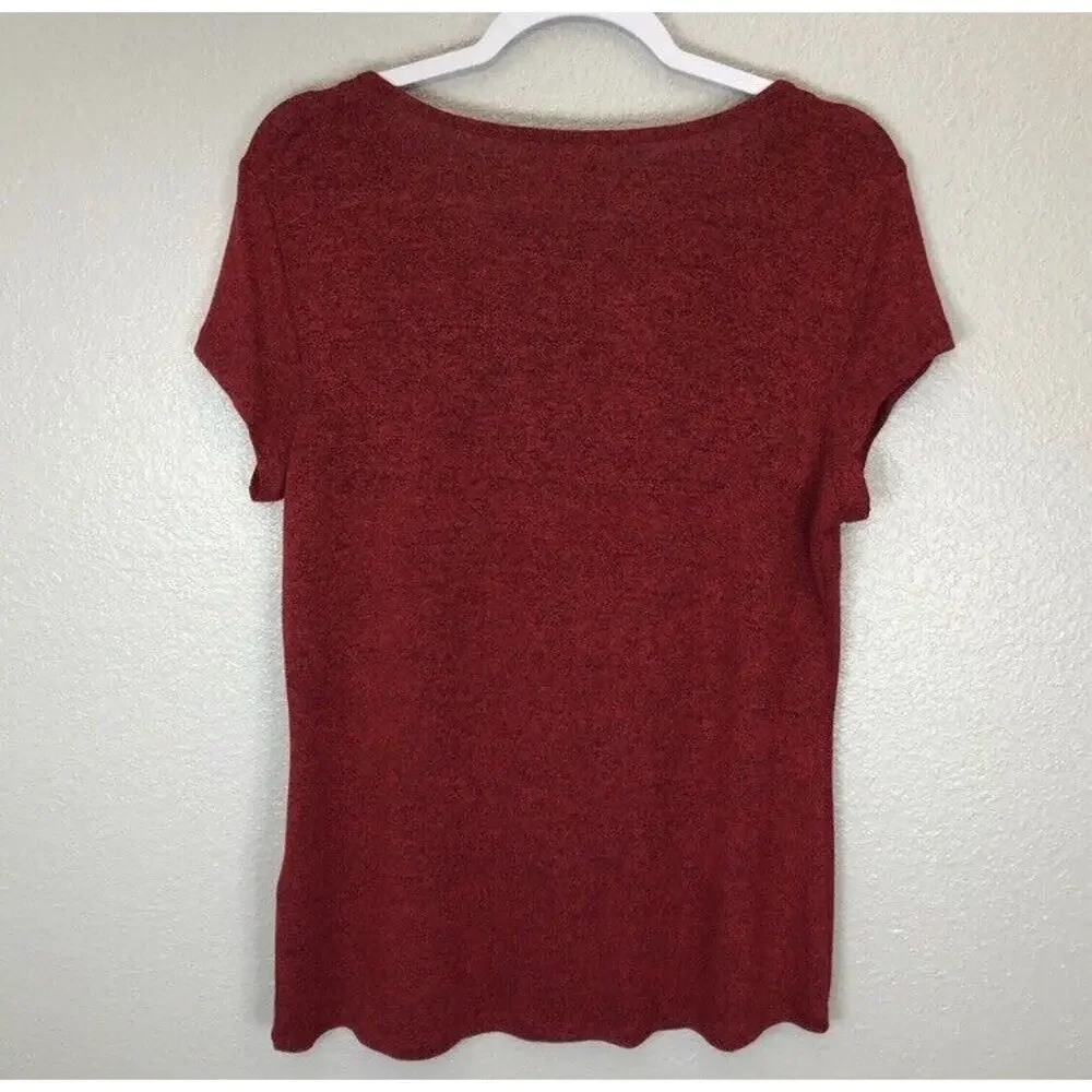 Nygard Size Medium Matching Red Long Sleeve Cardigan Shirt Blouse Top Set